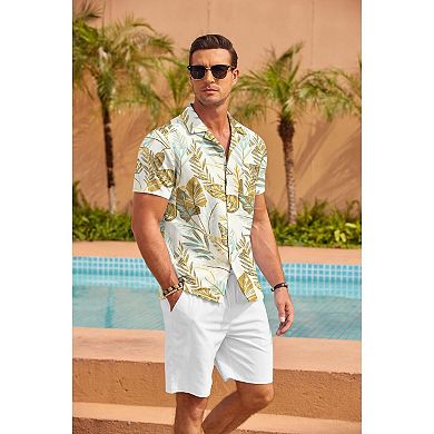 COOFANDY Mens Hawaiian Shirt Short Sleeve Button Down Shirts Tropical Floral Summer Beach Shirts