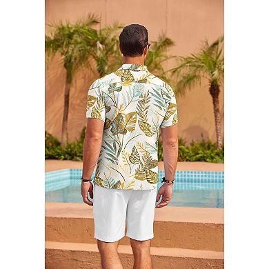 COOFANDY Mens Hawaiian Shirt Short Sleeve Button Down Shirts Tropical Floral Summer Beach Shirts