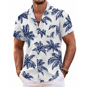 COOFANDY Mens Hawaiian Shirt Short Sleeve Button Down Shirts Tropical Floral Summer Beach Shirts