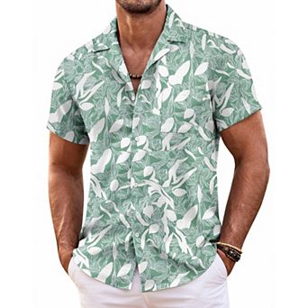 COOFANDY Mens Hawaiian Shirt Short Sleeve Button Down Shirts Tropical Floral Summer Beach Shirts