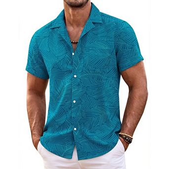 COOFANDY Mens Hawaiian Shirt Short Sleeve Button Down Shirts Tropical Floral Summer Beach Shirts