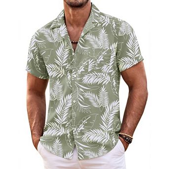 COOFANDY Mens Hawaiian Shirt Short Sleeve Button Down Shirts Tropical Floral Summer Beach Shirts