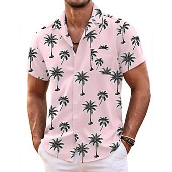 COOFANDY Mens Hawaiian Shirt Short Sleeve Button Down Shirts Tropical Floral Summer Beach Shirts