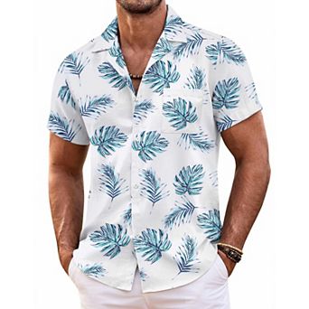 COOFANDY Mens Hawaiian Shirt Short Sleeve Button Down Shirts Tropical Floral Summer Beach Shirts