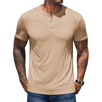 COOFANDY Mens T-Shirts Short Sleeve Henley Shirts Casual Summer Fitted T-Shirts