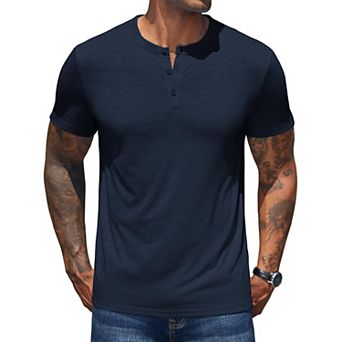 COOFANDY Mens T-Shirts Short Sleeve Henley Shirts Casual Summer Fitted T-Shirts
