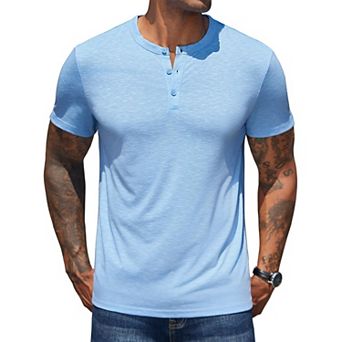 COOFANDY Mens T-Shirts Short Sleeve Henley Shirts Casual Summer Fitted T-Shirts