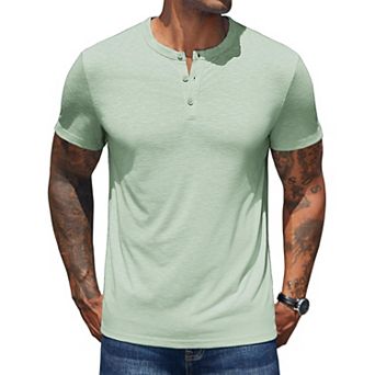 COOFANDY Mens T-Shirts Short Sleeve Henley Shirts Casual Summer Fitted T-Shirts