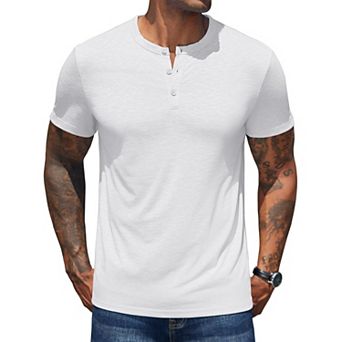 COOFANDY Mens T-Shirts Short Sleeve Henley Shirts Casual Summer Fitted T-Shirts