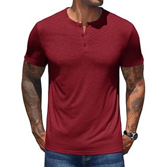 COOFANDY Mens T-Shirts Short Sleeve Henley Shirts Casual Summer Fitted T-Shirts