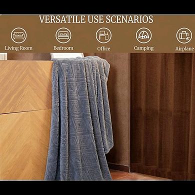 Geometric Flannel Jacquard Throw Blanket