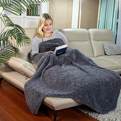 Geometric Flannel Jacquard Throw Blanket