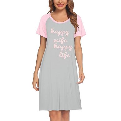 Ekouaer Sleep Shirts for Women Short Sleeve Night Shirts for Sleeping Pullover Nightgown Soft