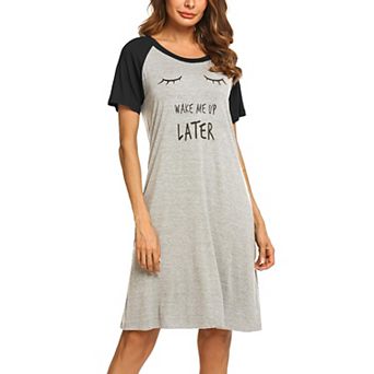 Ekouaer Sleep Shirts for Women Short Sleeve Night Shirts for Sleeping Pullover Nightgown Soft