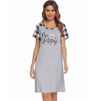 Ekouaer Sleep Shirts for Women Short Sleeve Night Shirts for Sleeping Pullover Nightgown Soft