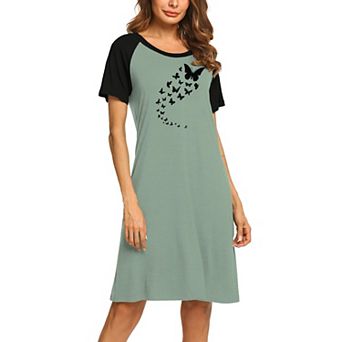 Ekouaer Sleep Shirts for Women Short Sleeve Night Shirts for Sleeping Pullover Nightgown Soft