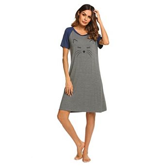 Ekouaer Sleep Shirts for Women Short Sleeve Night Shirts for Sleeping Pullover Nightgown Soft