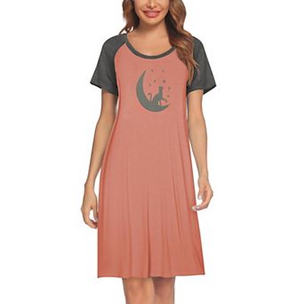Ekouaer Sleep Shirts for Women Short Sleeve Night Shirts for Sleeping Pullover Nightgown Soft