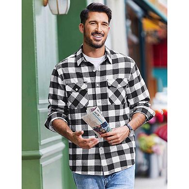 COOFANDY Mens Flannel Button Down Work Shirts Long Sleeve Casual Cotton Shirt Soft Lightweight