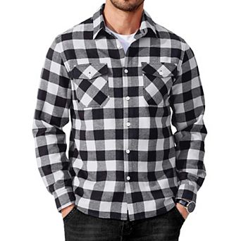 COOFANDY Mens Flannel Button Down Work Shirts Long Sleeve Casual Cotton Shirt Soft Lightweight