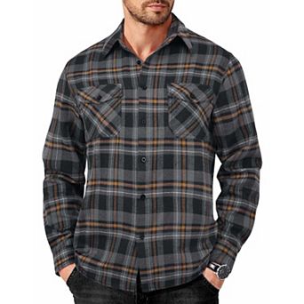 COOFANDY Mens Flannel Button Down Work Shirts Long Sleeve Casual Cotton Shirt Soft Lightweight