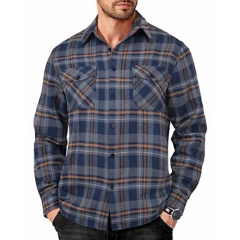 COOFANDY Mens Flannel Button Down Work Shirts Long Sleeve Casual Cotton Shirt Soft Lightweight