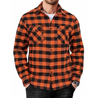 COOFANDY Mens Flannel Button Down Work Shirts Long Sleeve Casual Cotton Shirt Soft Lightweight