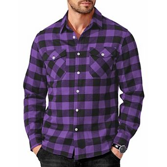 COOFANDY Mens Flannel Button Down Work Shirts Long Sleeve Casual Cotton Shirt Soft Lightweight
