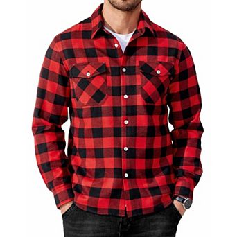 COOFANDY Mens Flannel Button Down Work Shirts Long Sleeve Casual Cotton Shirt Soft Lightweight