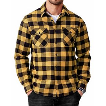 COOFANDY Mens Flannel Button Down Work Shirts Long Sleeve Casual Cotton Shirt Soft Lightweight
