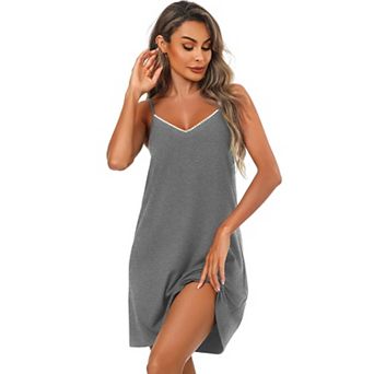 Ekouaer Women Cotton Nightgowns Nightshirts V Neck Sleep Shirts Nightdress Tank Top Night Gown