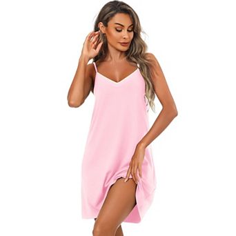 Ekouaer Womens Cotton Cami Nightgown V Neck Short Length Sleep Dress