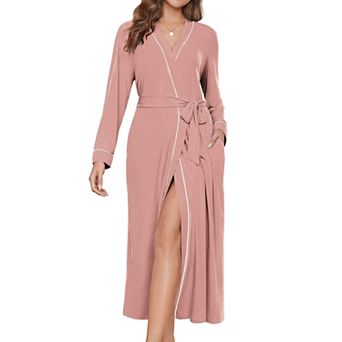 Ekouaer Womens Robes Lightweight Soft Knit Bathrobe Full Length Sleepwear with Pockets Ladies