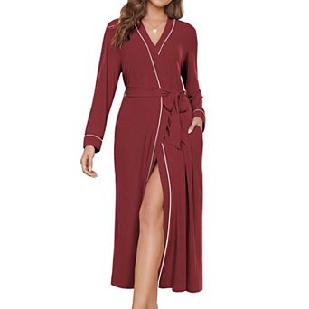 Ekouaer Womens Robes Lightweight Soft Knit Bathrobe Full Length Sleepwear with Pockets Ladies