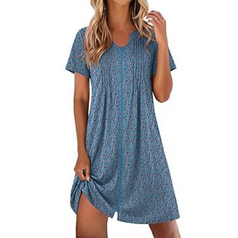 Ekouaer Women Zipper Robes Short Bathrobe Lightweight Mumu Duster House Coat with Pockets Soft Moo