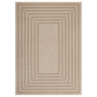 Washable Jute Style Rug Indoor Outdoor Farmhouse Area Rug with Non-Slip Backing