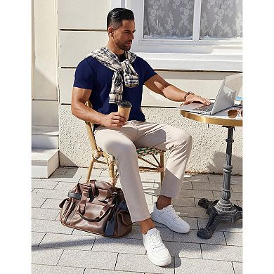 COOFANDY Mens T-Shirts Henley Shirts Short Sleeve Cotton Button Casual Collarless Tees Work Shirts