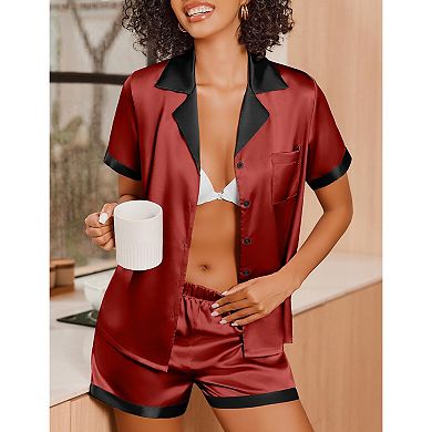 Ekouaer Womens Pajamas Set Short Sleeve Sleepwear Button Down Loungewear 2 Piece