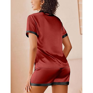 Ekouaer Womens Pajamas Set Short Sleeve Sleepwear Button Down Loungewear 2 Piece