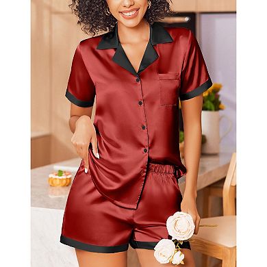 Ekouaer Womens Pajamas Set Short Sleeve Sleepwear Button Down Loungewear 2 Piece