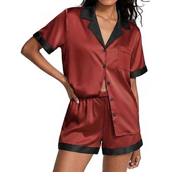 Ekouaer Womens Pajamas Set Short Sleeve Sleepwear Button Down Loungewear 2 pc