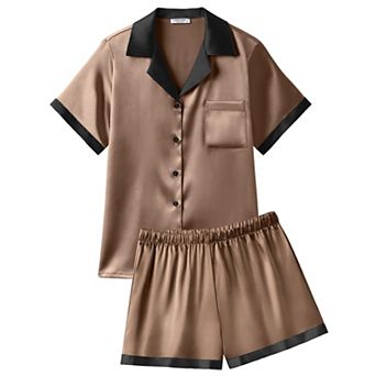 Ekouaer Womens Pajamas Set Short Sleeve Sleepwear Button Down Loungewear 2 pc