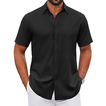 COOFANDY Short Sleeve Shirts for Men Casual Button Down Shirt Wrinkle Free Dress Shirt Lightweight