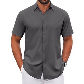 COOFANDY Short Sleeve Shirts for Men Casual Button Down Shirt Wrinkle Free Dress Shirt Lightweight