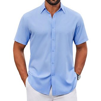 COOFANDY Short Sleeve Shirts for Men Casual Button Down Shirt Wrinkle Free Dress Shirt Lightweight