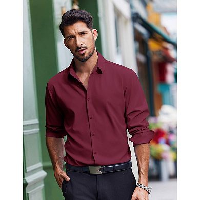 COOFANDY Mens Dress Shirts Long Sleeve Stretch Solid Business Wedding Casual Button Down Shirt