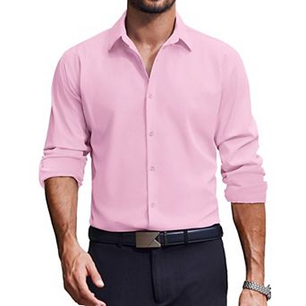 COOFANDY Mens Dress Shirts Long Sleeve Stretch Solid Business Wedding Casual Button Down Shirt