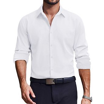 COOFANDY Mens Dress Shirts Long Sleeve Stretch Solid Business Wedding Casual Button Down Shirt