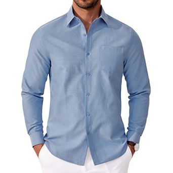 COOFANDY Mens Long Sleeve Oxford Shirt Button Down Cotton Shirts Casual Work Shirts with Pocket