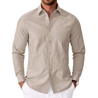 COOFANDY Mens Long Sleeve Oxford Shirt Button Down Cotton Shirts Casual Work Shirts with Pocket